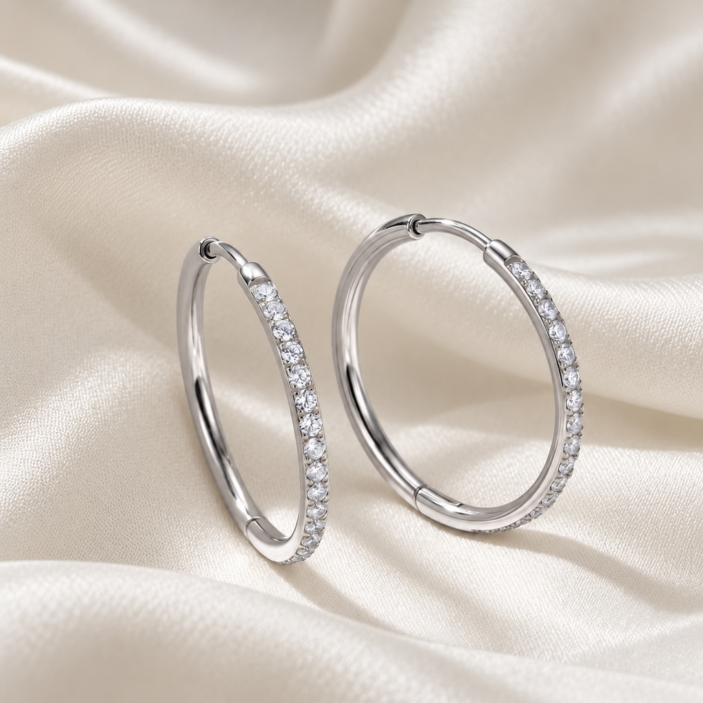 Pavé Large Hoops