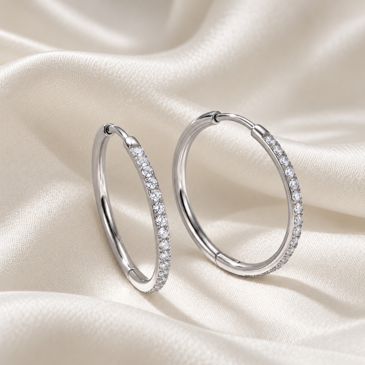 Pavé Large Hoops