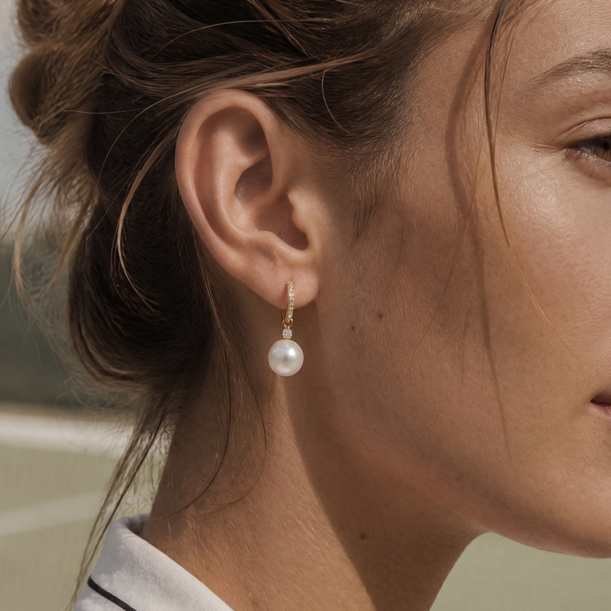 Pearl Drop Hoop Earrings