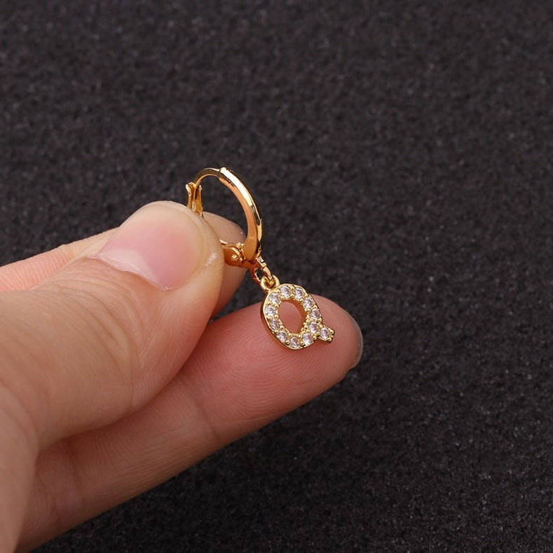 Gold Letter Sleeper Earrings