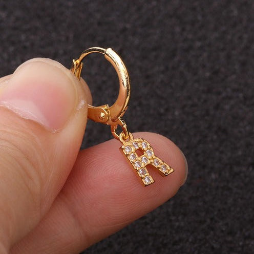Gold Letter Sleeper Earrings