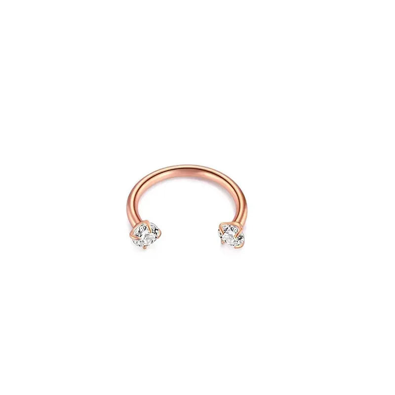 Cubic Zirconia | Stainless Steel Circular Barbell Ring 16G Gauge