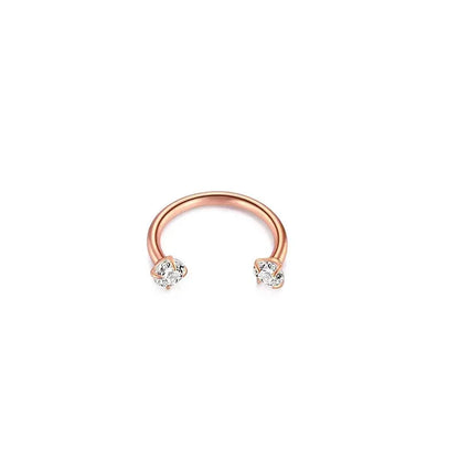 Cubic Zirconia | Stainless Steel Circular Barbell Ring 16G Gauge