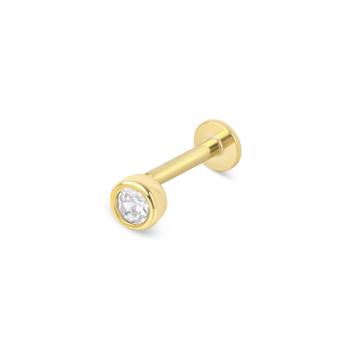 3mm Round Bezel | Sterling Silver Flat Back Stud 16G Gauge