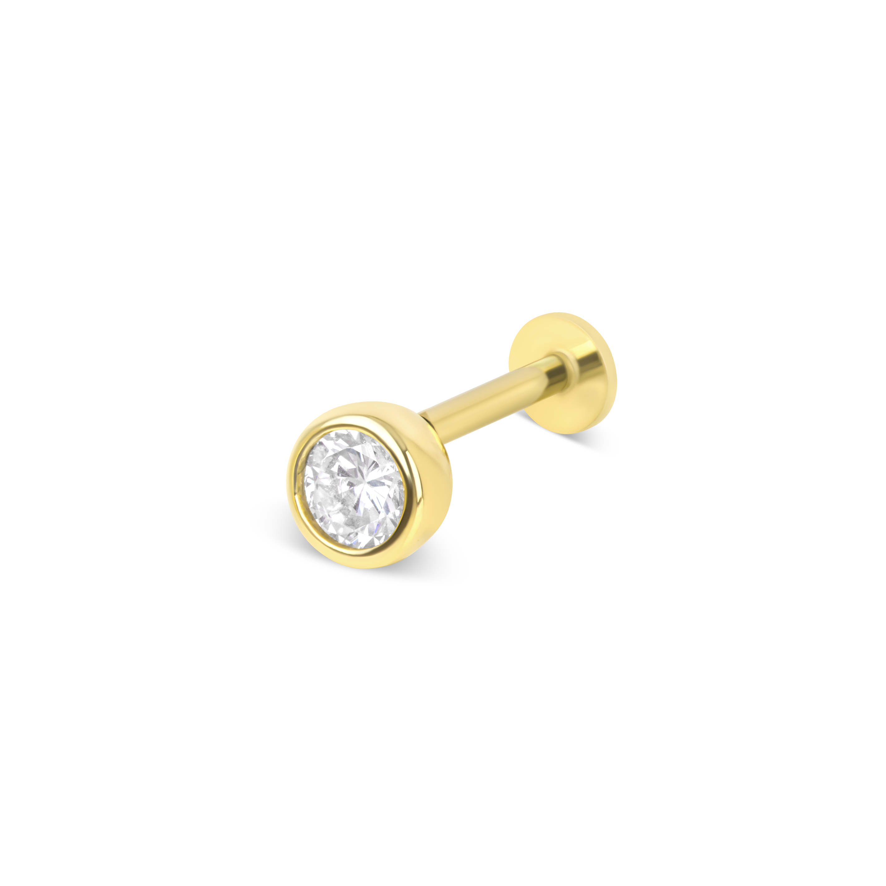 4mm Round Bezel | Sterling Silver Flat Back Stud 16G Gauge