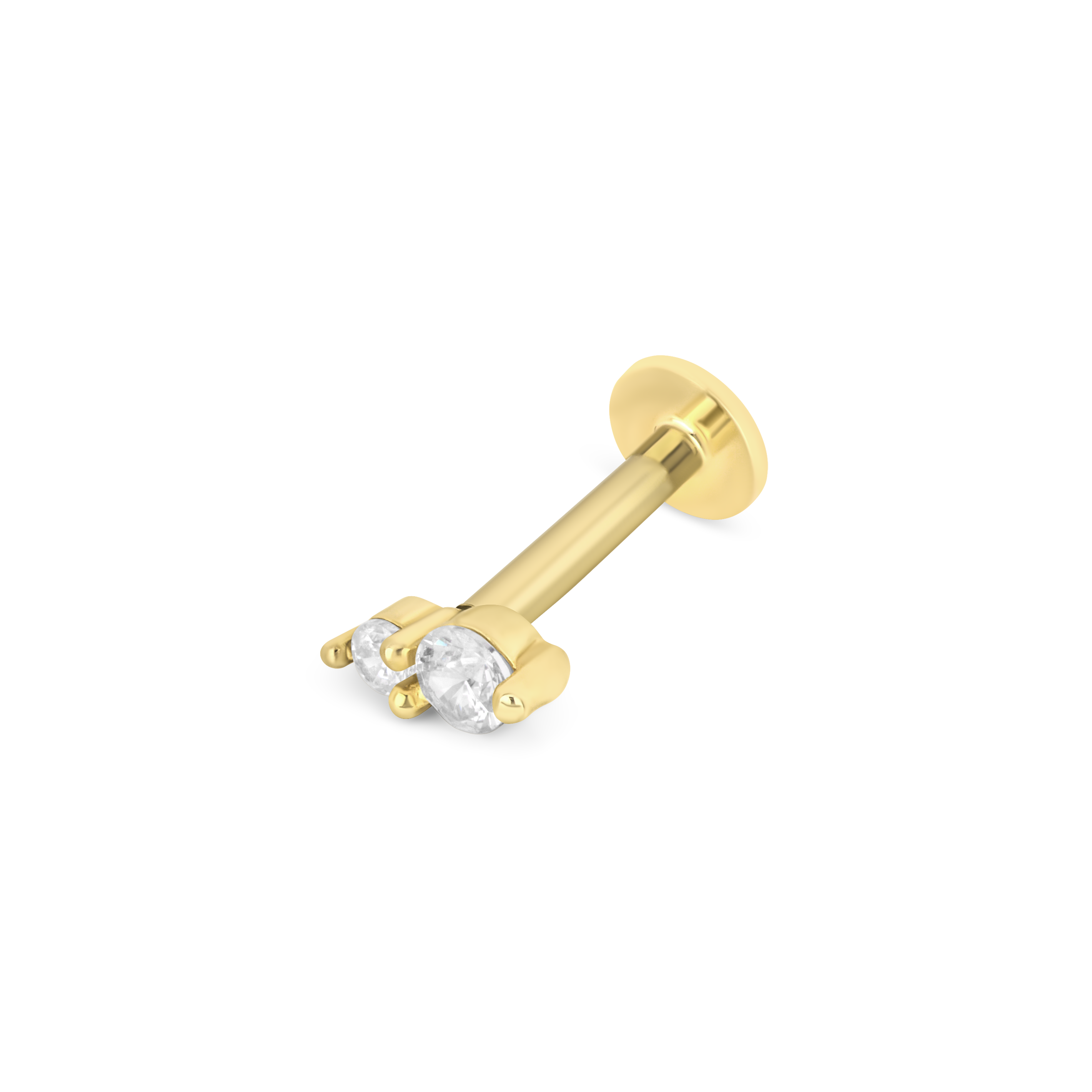 Round Duo | Sterling Silver Flat Back Stud 16G Gauge