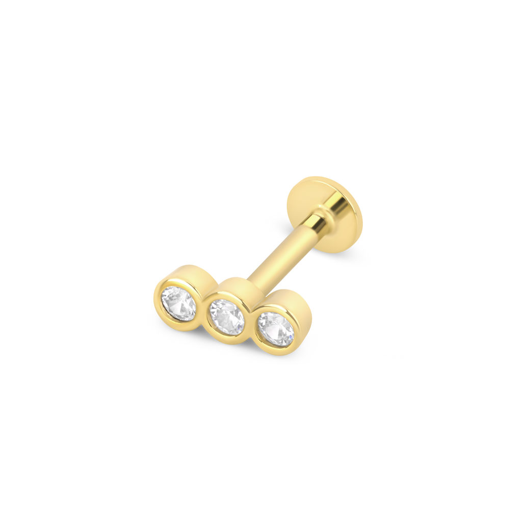Round Trio Flat Back Stud in Sterling Silver (1pc single)