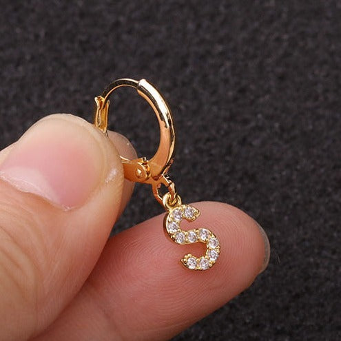 Gold Letter Sleeper Earrings