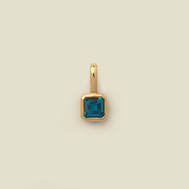 Square Birthstone Necklace Charm