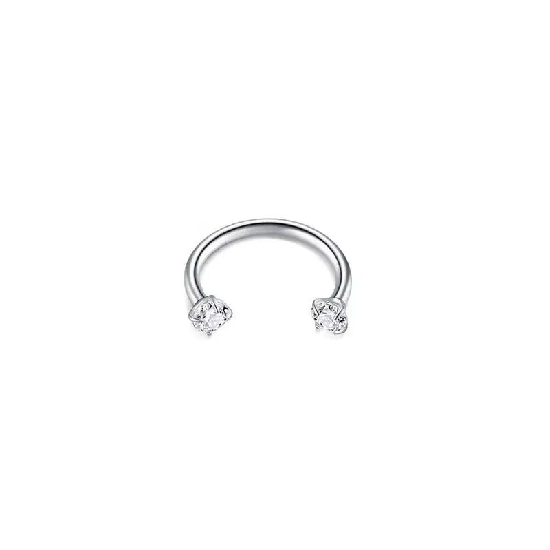 Cubic Zirconia | Stainless Steel Circular Barbell Ring 18G Gauge