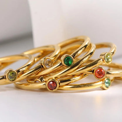 Gold Birthstone Stack Ring