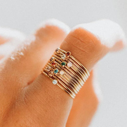 Gold Birthstone Stack Ring