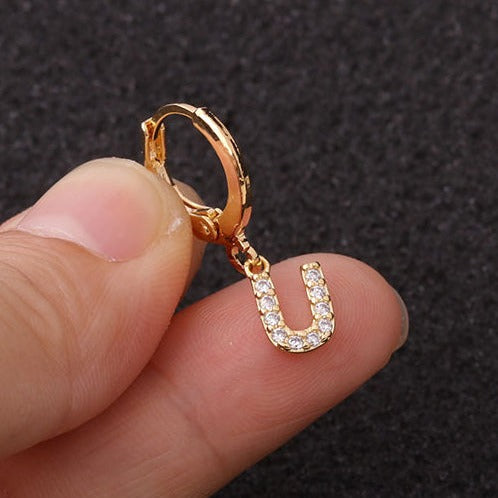 Gold Letter Sleeper Earrings