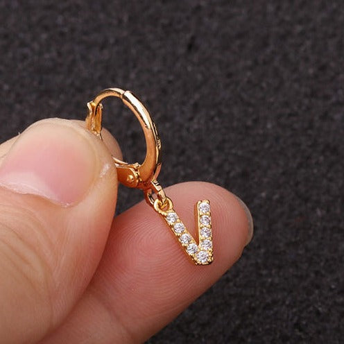 Gold Letter Sleeper Earrings