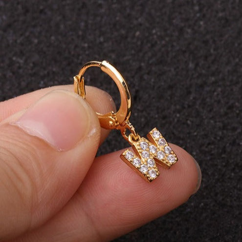Gold Letter Sleeper Earrings