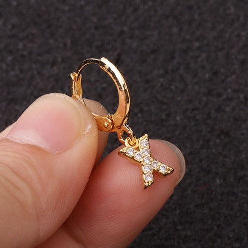 Gold Letter Sleeper Earrings