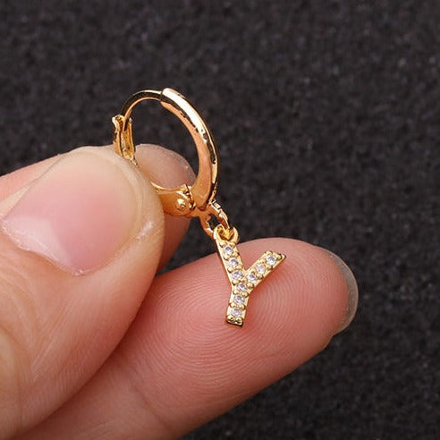 Gold Letter Sleeper Earrings
