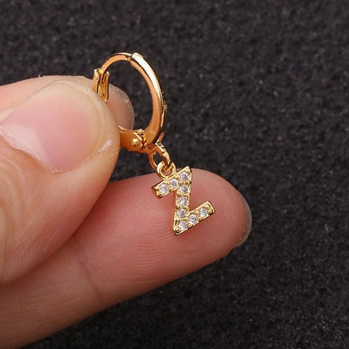 Gold Letter Sleeper Earrings