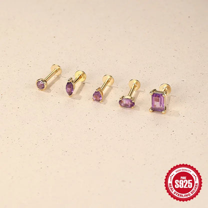 Pear Amethyst | Sterling Silver Flat Back Stud