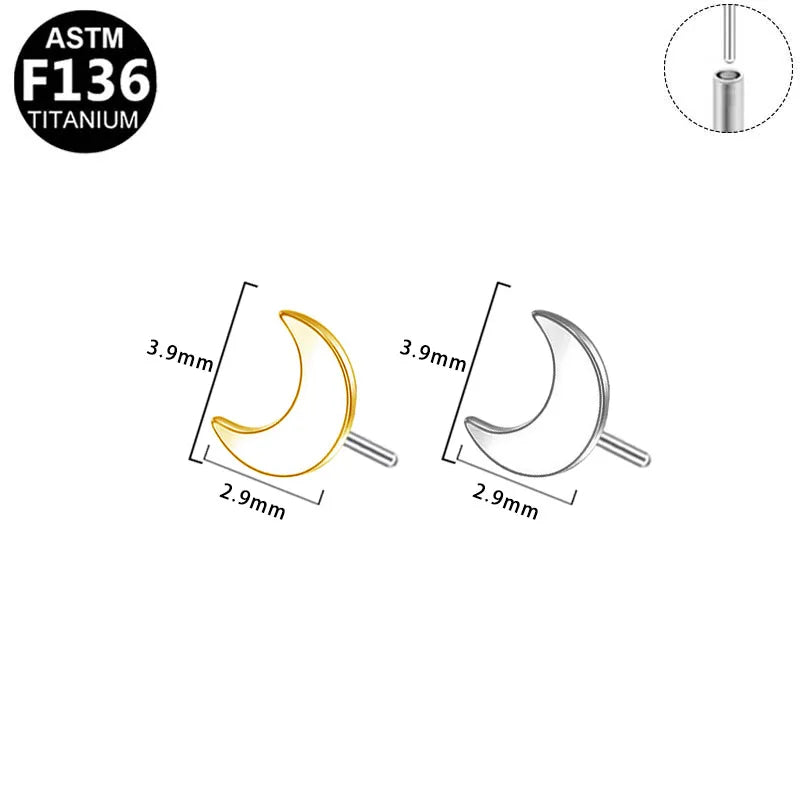 Baby Moon | G23 Titanium Threadless Flat Back Stud 16G Gauge