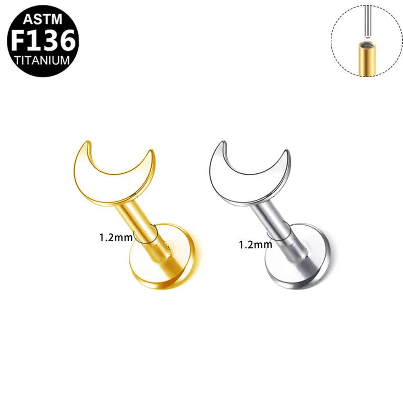 Baby Moon | G23 Titanium Threadless Flat Back Stud 16G Gauge