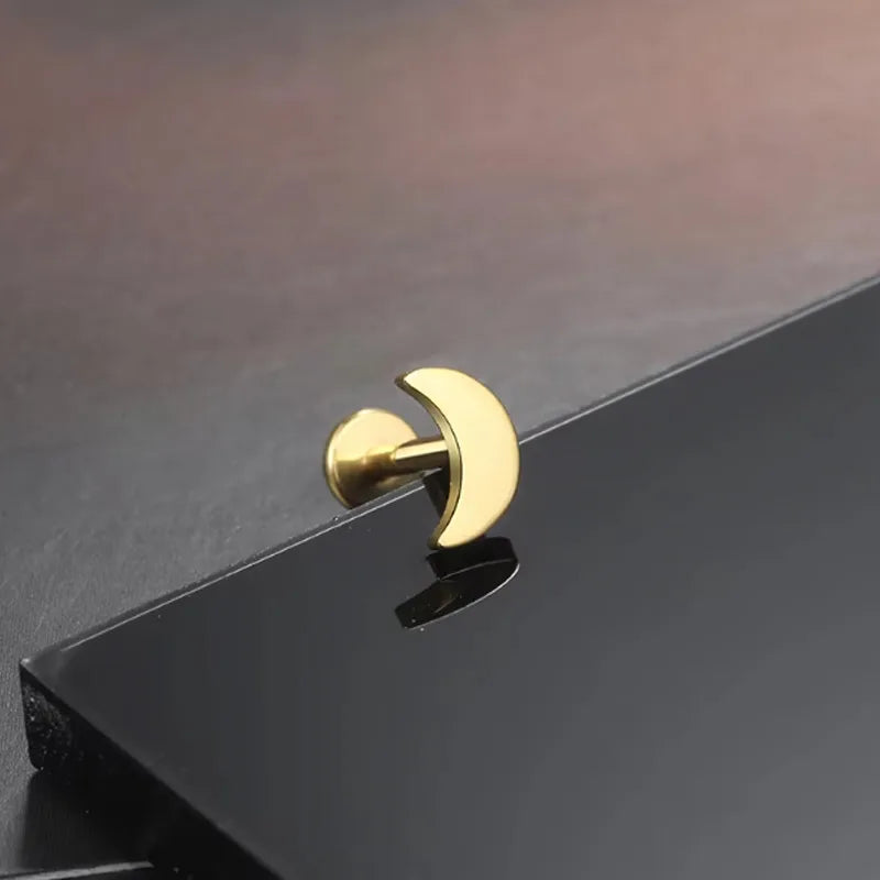 Baby Moon | G23 Titanium Threadless Flat Back Stud 16G Gauge