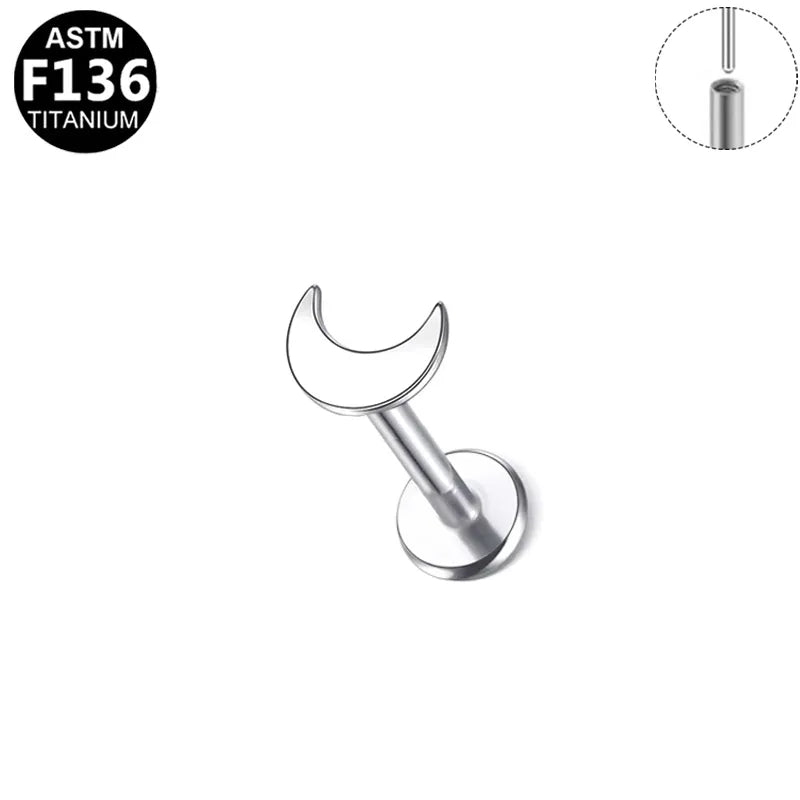 Baby Moon | G23 Titanium Threadless Flat Back Stud 16G Gauge
