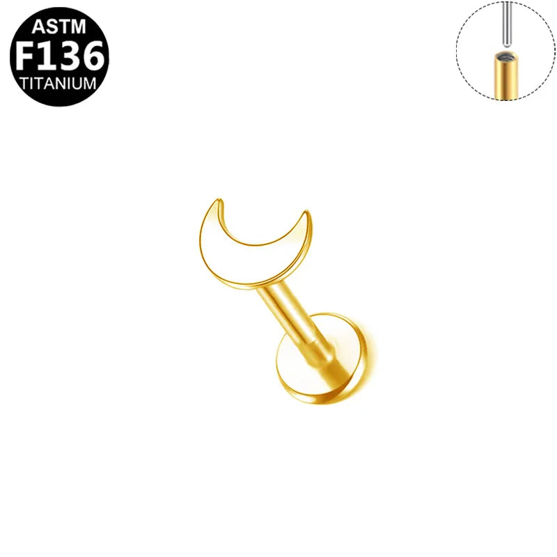 Baby Moon | G23 Titanium Threadless Flat Back Stud 16G Gauge