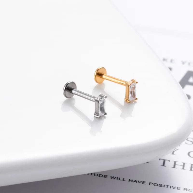 Baguette | G23 Titanium Threadless Flat Back Stud 16G Gauge