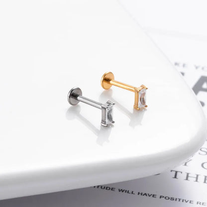 Baguette | G23 Titanium Threadless Flat Back Stud 16G Gauge