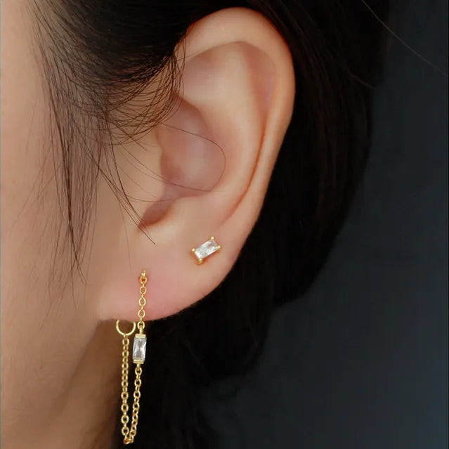 Baguette | G23 Titanium Threadless Flat Back Stud 16G Gauge