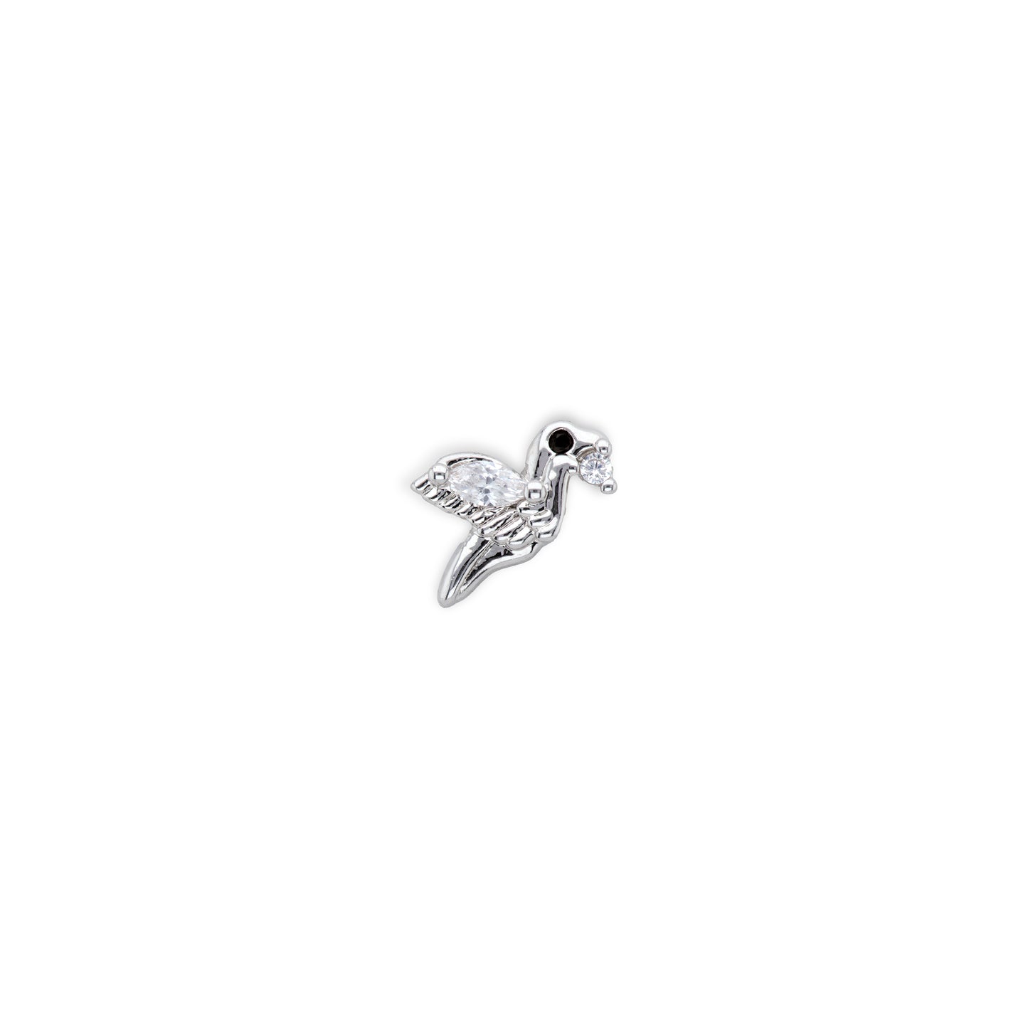 Birdy Silver | G23 Titanium Threadless Flat Back Stud