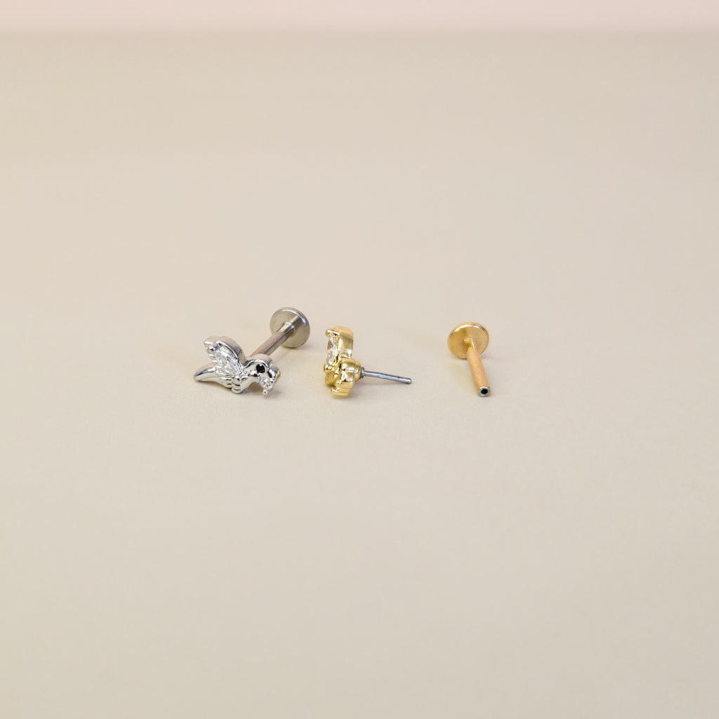 Birdy | G23 Titanium Threadless Flat Back Stud 16G Gauge