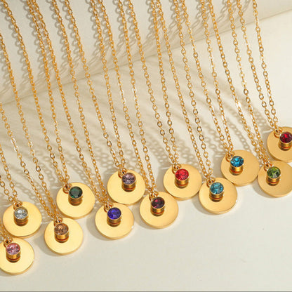 Birthstone Engraved Necklace