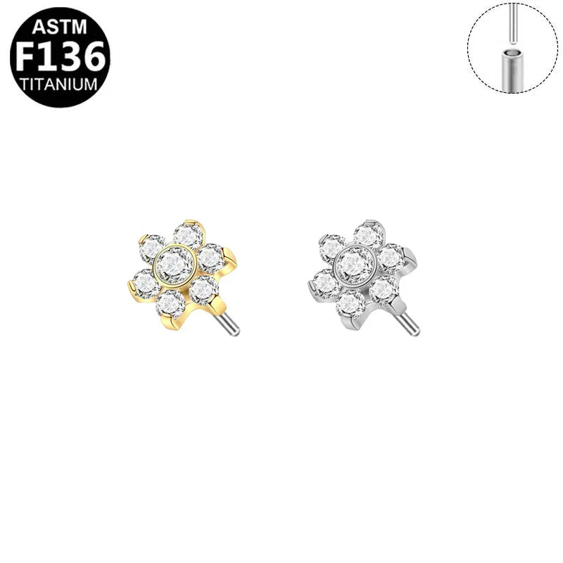 Bloom | G23 Titanium Threadless Flat Back Stud 16G Gauge