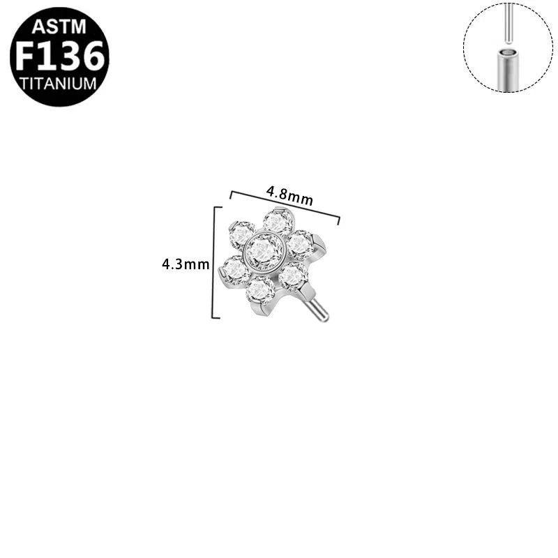 Bloom | G23 Titanium Threadless Flat Back Stud 16G Gauge