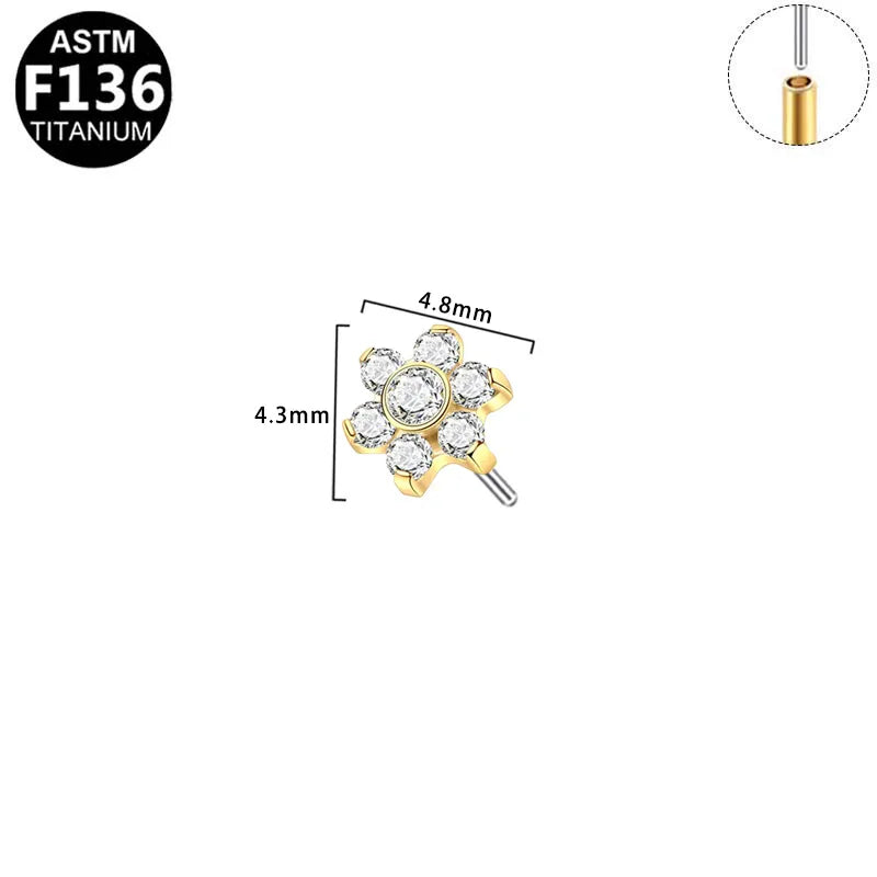Bloom | G23 Titanium Threadless Flat Back Stud 16G Gauge