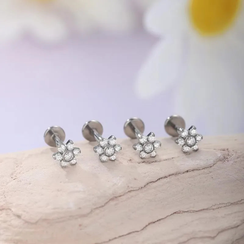 Bloom | G23 Titanium Threadless Flat Back Stud 16G Gauge