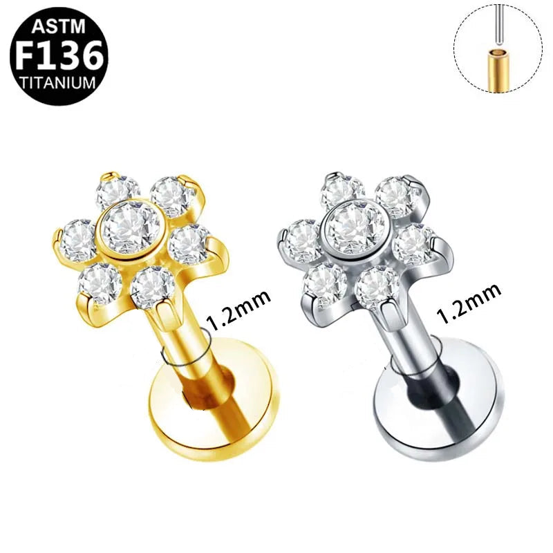 Bloom | G23 Titanium Threadless Flat Back Stud 16G Gauge