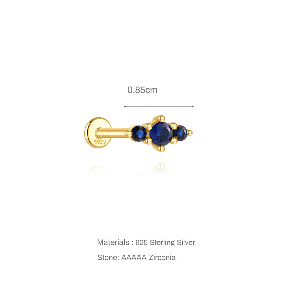 Blue Royale | Sterling Silver Flat Back Stud 16G Gauge
