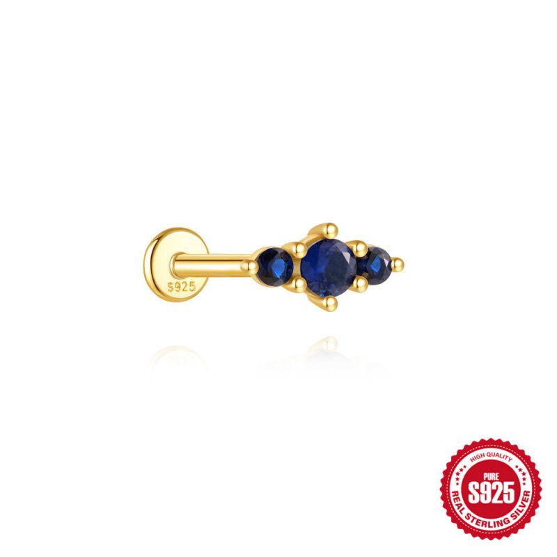 Blue Royale | Sterling Silver Flat Back Stud 16G Gauge