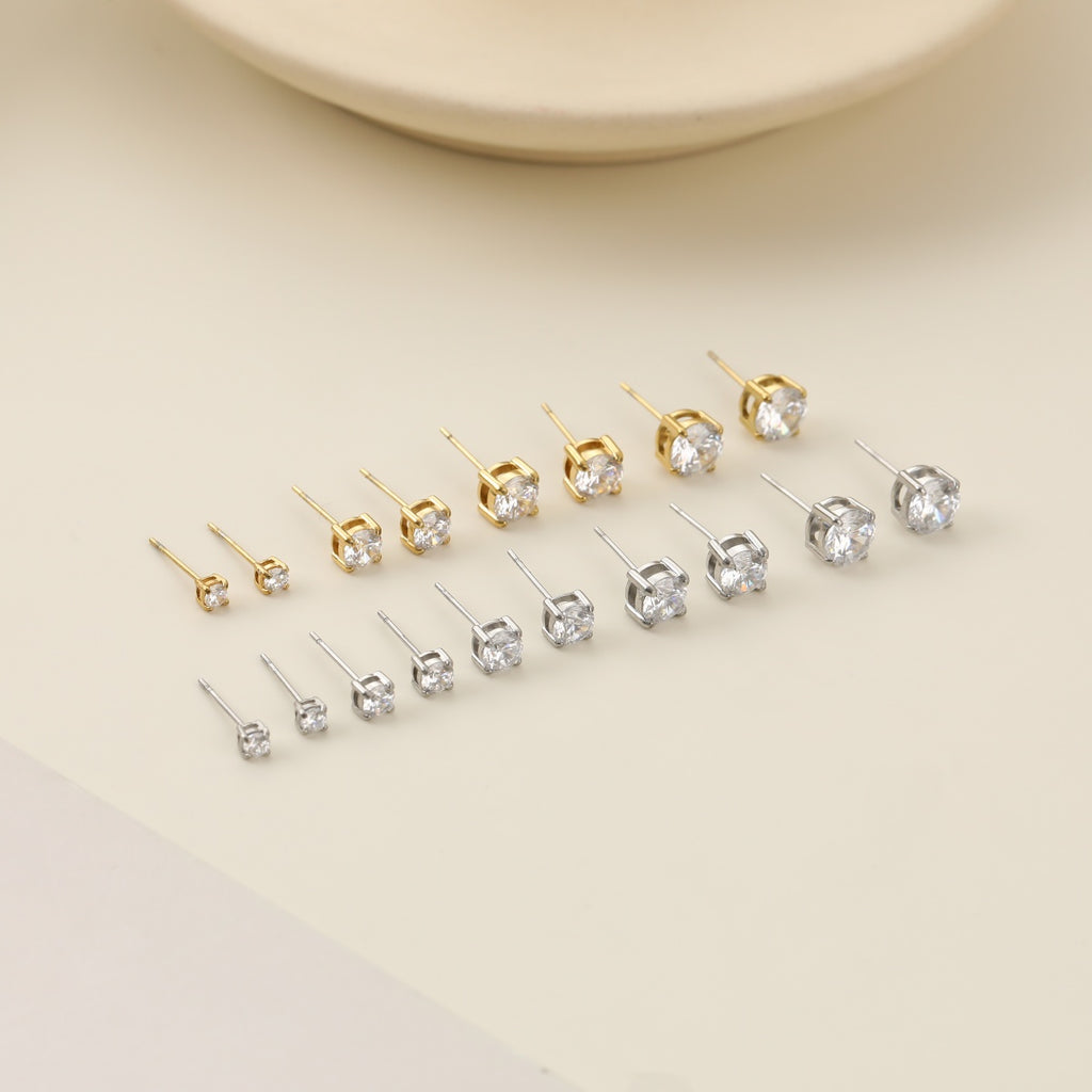 3mm Cubic Zirconia Stainless Steel Studs