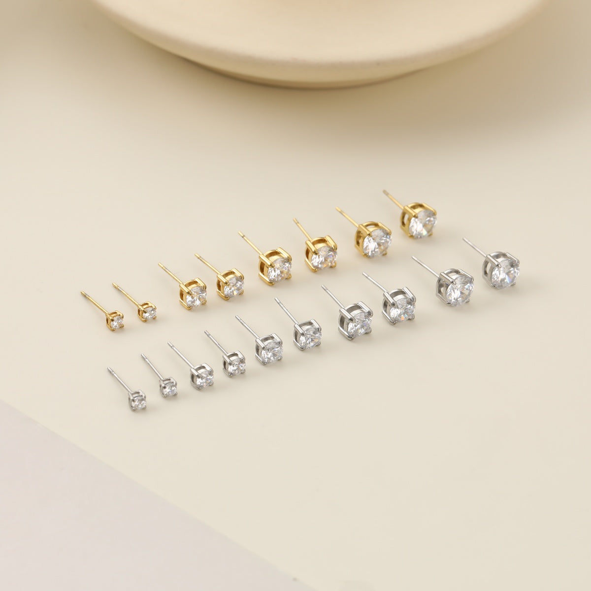 3mm Cubic Zirconia Stainless Steel Studs