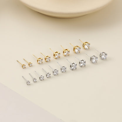 3mm Cubic Zirconia Stainless Steel Studs