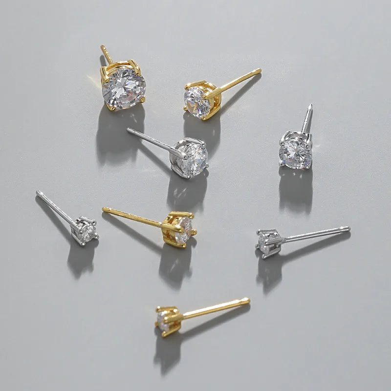 3mm Cubic Zirconia Stainless Steel Studs