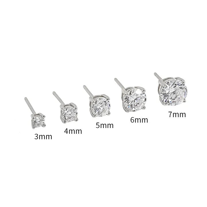 3mm Cubic Zirconia Stainless Steel Studs