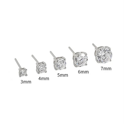 3mm Cubic Zirconia Stainless Steel Studs