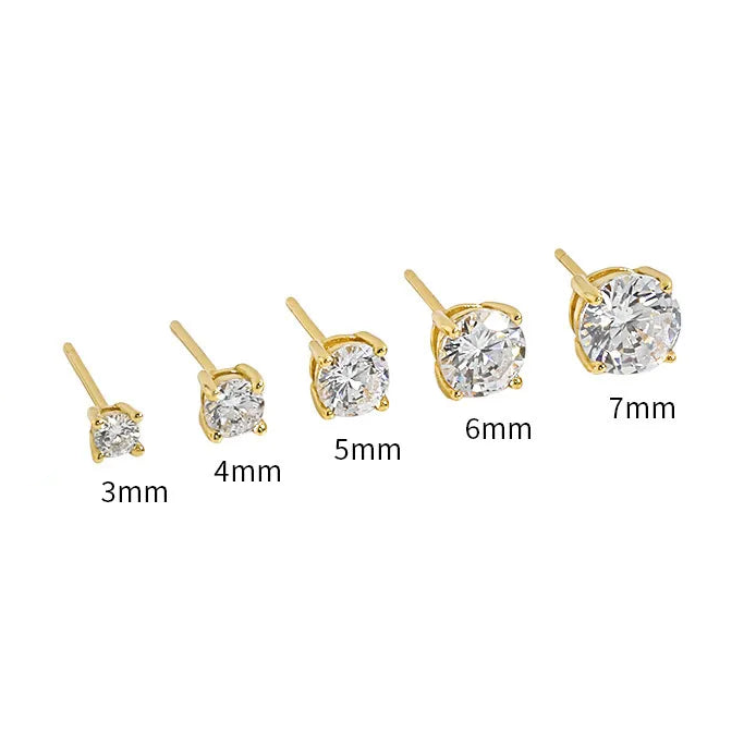 3mm Cubic Zirconia Stainless Steel Studs