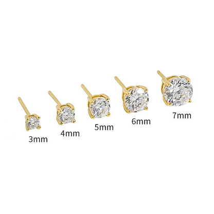 3mm Cubic Zirconia Stainless Steel Studs