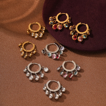 Colourful Gem Hoop Earrings